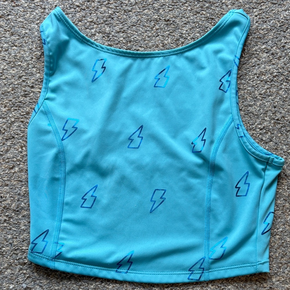 Aqua Lightning Bolt Crop Top